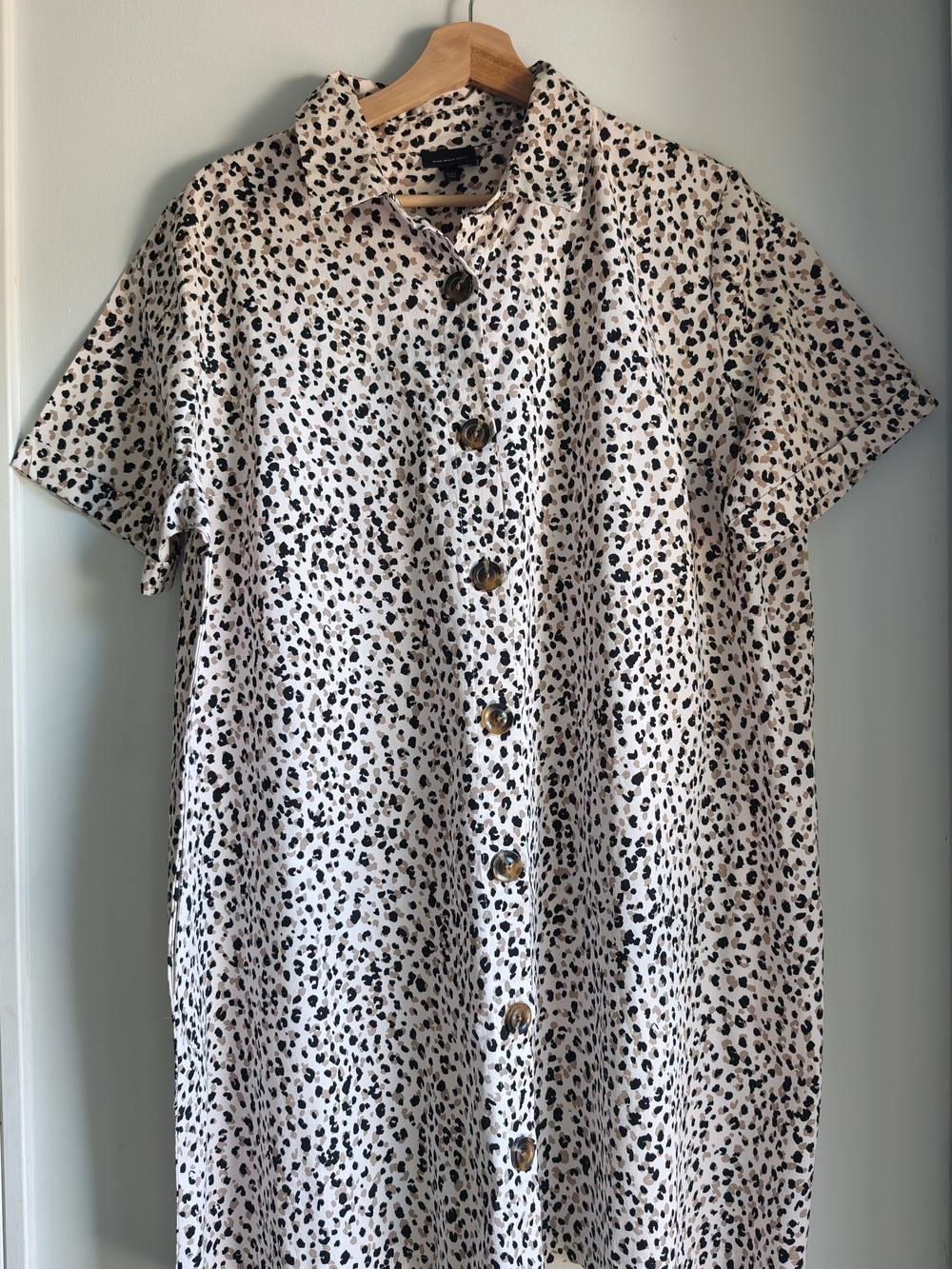 Who What Wear Button-Front Short Sleeve Shirt Dress Leopard Print Size XCL